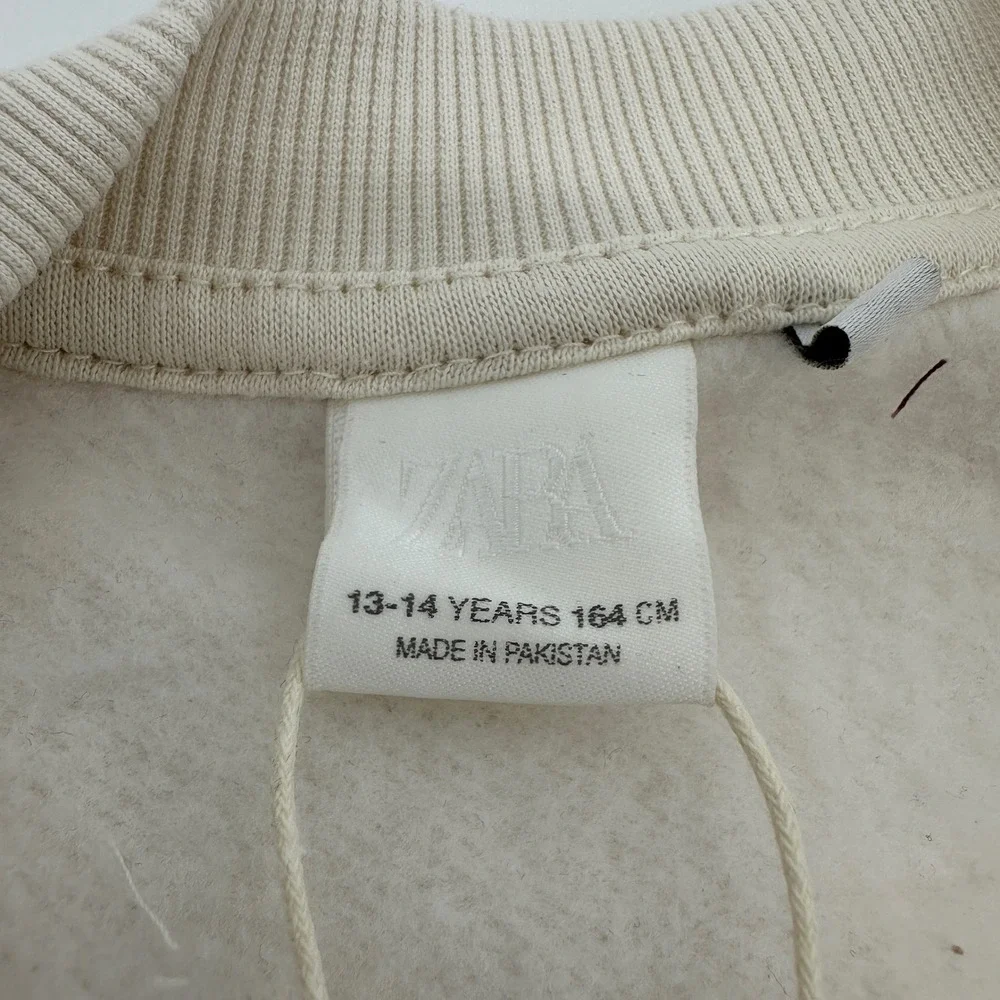 Zara Kids Girls Cream Beige Fleece Sweatshirt and Joggers Tracksuit Set 13-14Y